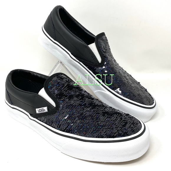 VANS Classic Slip On Fliping Sequins Black Le Wome - Picture 3 of 8